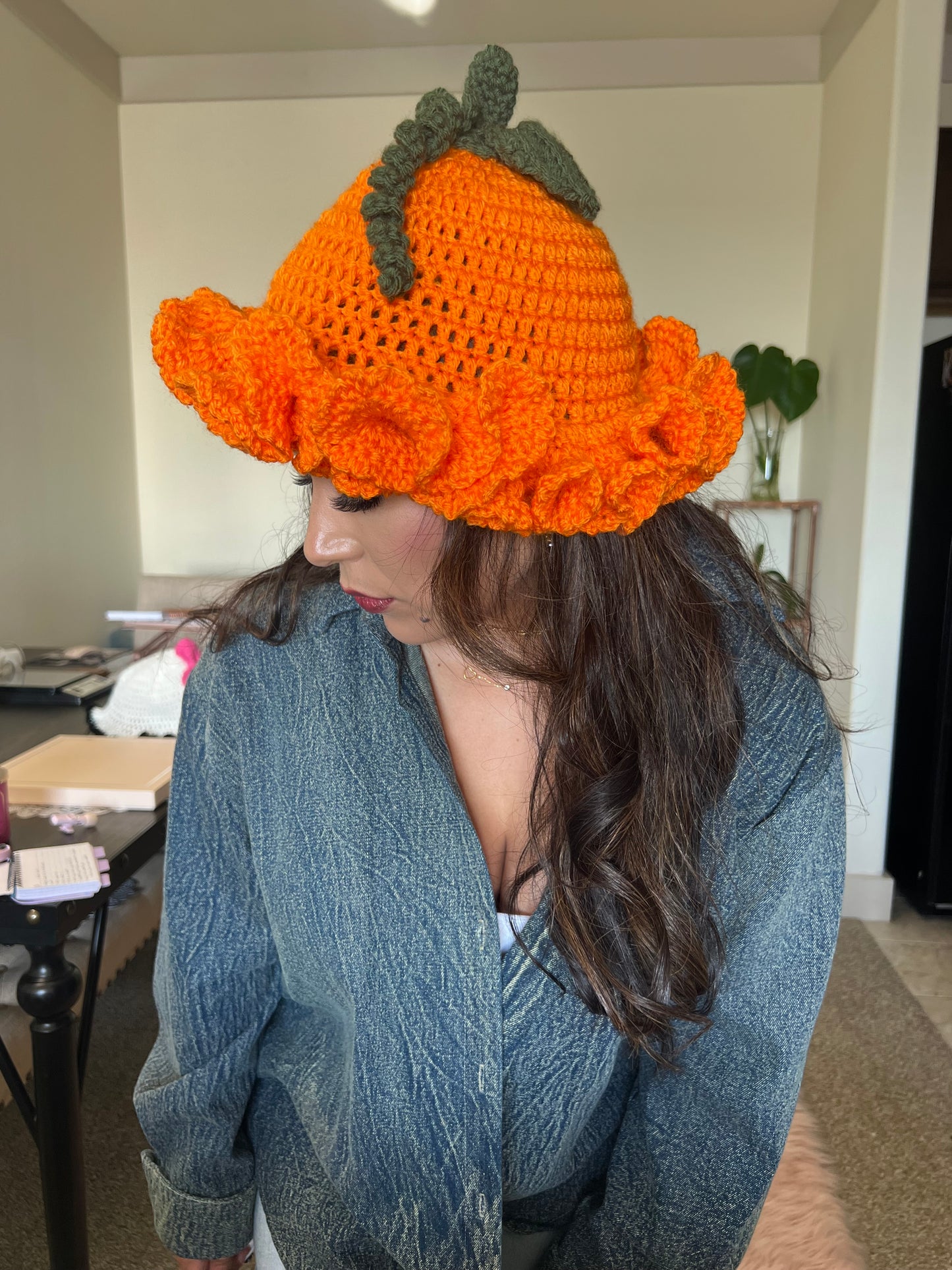 Pumpkin Ruffled Hat